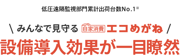 低圧遠隔監視部門累計出荷台数No.1※ みんなで見守る自家消費エコめがね　設備導入効果が一目瞭然 ※PVeye 2021年5月号