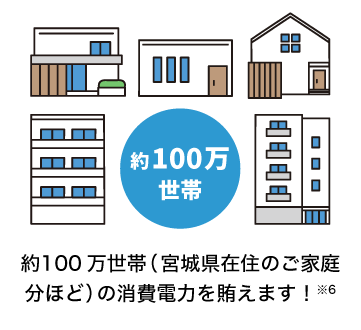 約100世帯（宮城県在住のご家庭分ほど）の消費電力を賄えます！
