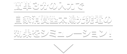 簡単３分の入力で、自家消費型太陽光発電の効果をシミュレーション！