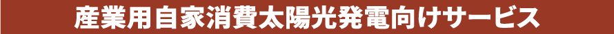 産業用自家消費太陽光発電向けサービス